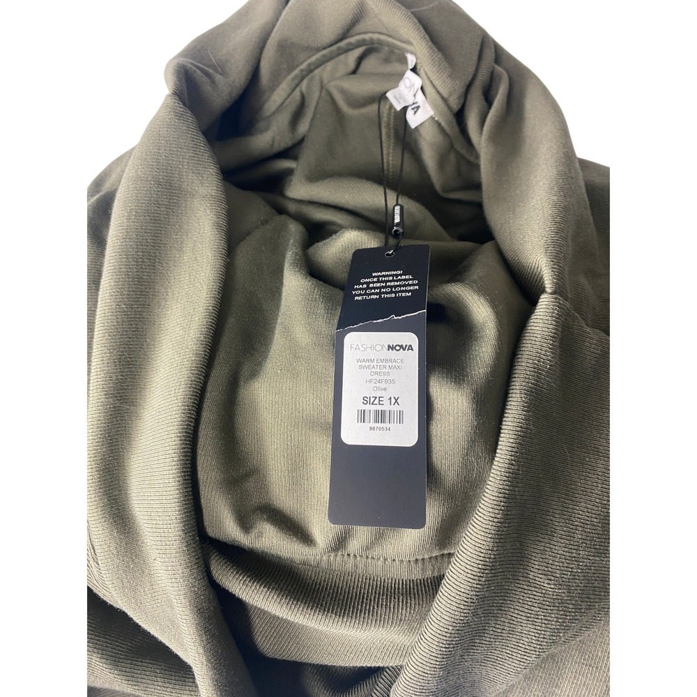 Fashion Nova Warm Embrace Maxi Sweater Dress 1X Olive‎ Green NWT Plus Size